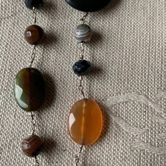 Multi stone gemstone long strand agate onyx quartz 43” necklace 925 strung - Picture 6 of 11